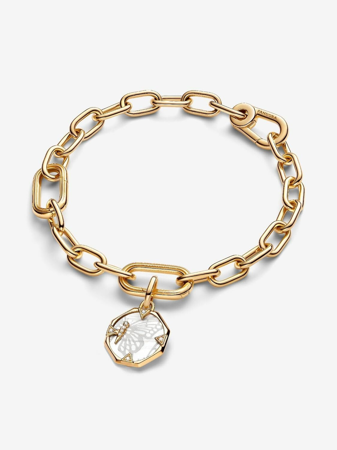 image:imagePANDORA Me Pearlescent Butterfly Medallion Charm 14k GoldPlated Charm with White Bioresin ManMade Mother of Pearl Gift for Her Includes Gift Box