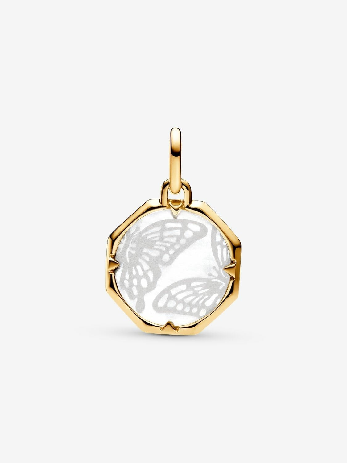 image:imagePANDORA Me Pearlescent Butterfly Medallion Charm 14k GoldPlated Charm with White Bioresin ManMade Mother of Pearl Gift for Her Includes Gift Box