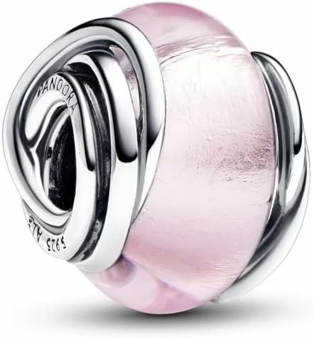 image:imagePANDORA Moments Encircled Pink Murano Glass Charm Sterling Silver with Murano Glass Jewelry for Women Includes Gift Box