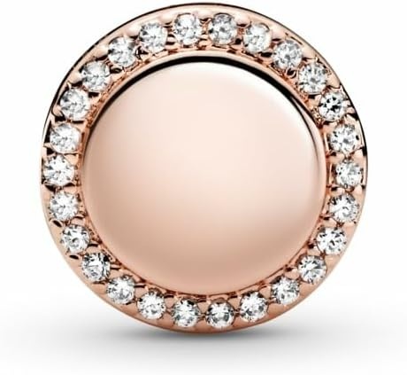 image:imagePANDORA Moments Engravable Sparkling Button Charm Jewelry for Women Includes Gift Box14k rose goldplated unique metal blend
