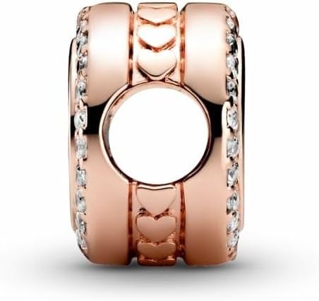 image:imagePANDORA Moments Engravable Sparkling Button Charm Jewelry for Women Includes Gift Box14k rose goldplated unique metal blend