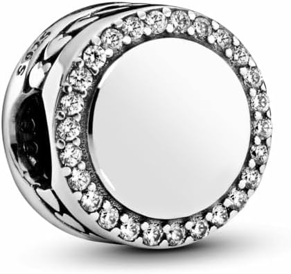 image:imagePANDORA Moments Engravable Sparkling Button Charm Jewelry for Women Includes Gift BoxSterling Silver