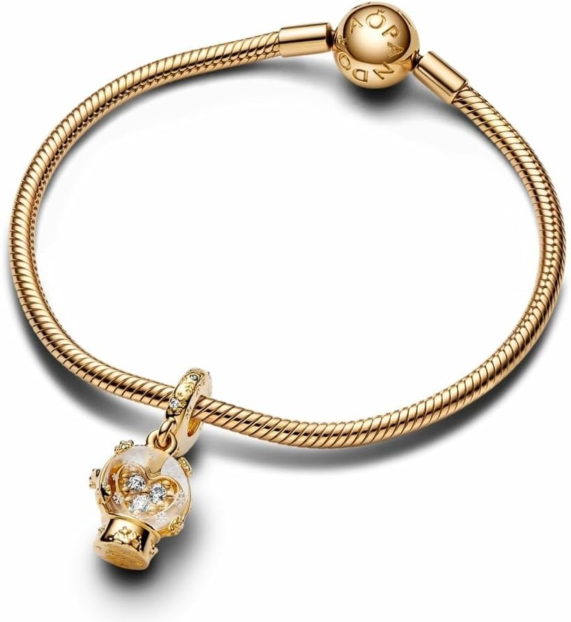 image:imagePANDORA Moments Heart Snowflake Snow Globe Dangle Charm 14K GoldPlated Charm with Cubic Zirconia amp Glass Jewelry for Women Includes Gift Box
