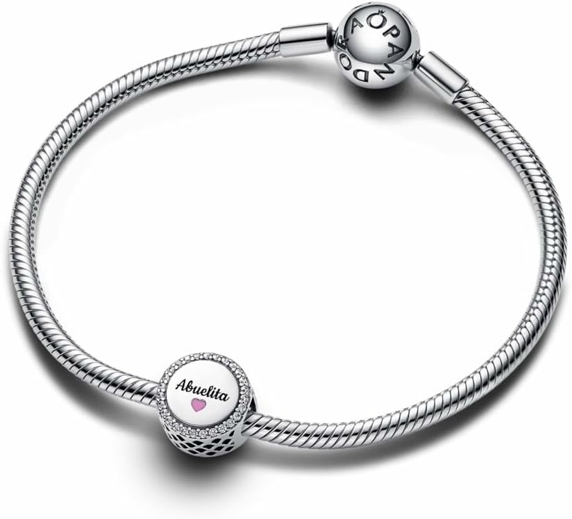 image:imagePANDORA Moments Love Abuelita Engravable Charm Sterling Silver Charm with Cubic Zirconia amp Enamel Jewelry for Women Includes Gift Box