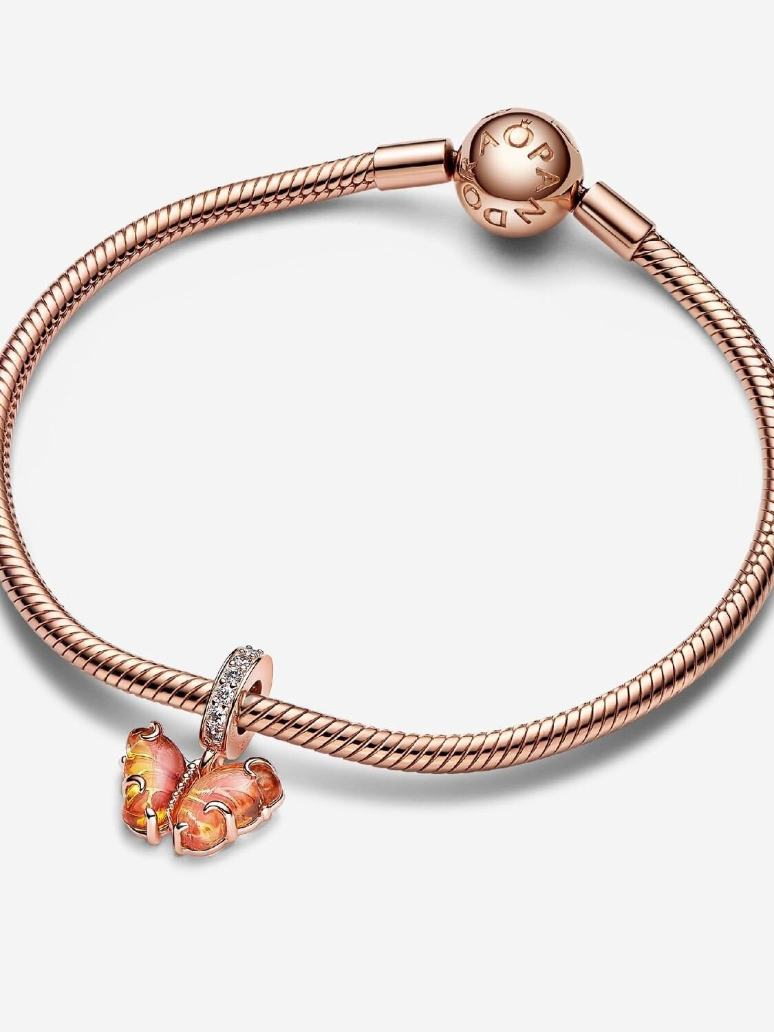 image:imagePANDORA Moments Pink amp Yellow Murano Glass Butterfly Dangle Charm 14k Rose GoldPlated Charm with Cubic Zirconia amp Murano Glass Gift for Her Includes Gift Box