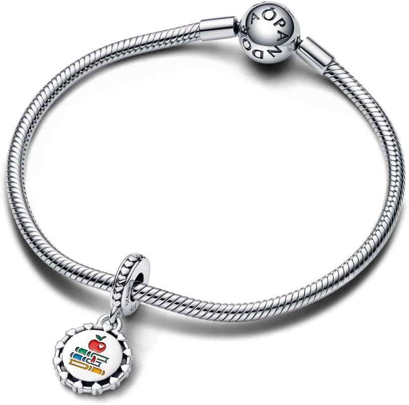 image:imagePANDORA Moments Schoolteacher Engravable Dangle Charm Sterling Silver Charm with Enamel Jewelry for Women Includes Gift Box