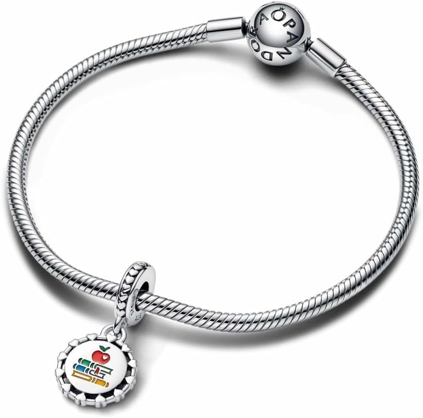 image:imagePANDORA Moments Schoolteacher Engravable Dangle Charm Sterling Silver Charm with Enamel Jewelry for Women Includes Gift Box