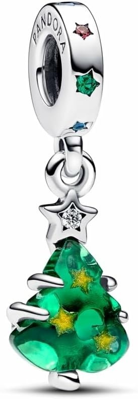 image:imagePANDORA Moments Sparkling Christmas Tree Dangle Charm Sterling Silver Charm with ManMade Crystal amp Enamel Jewelry for Women Includes Gift Box