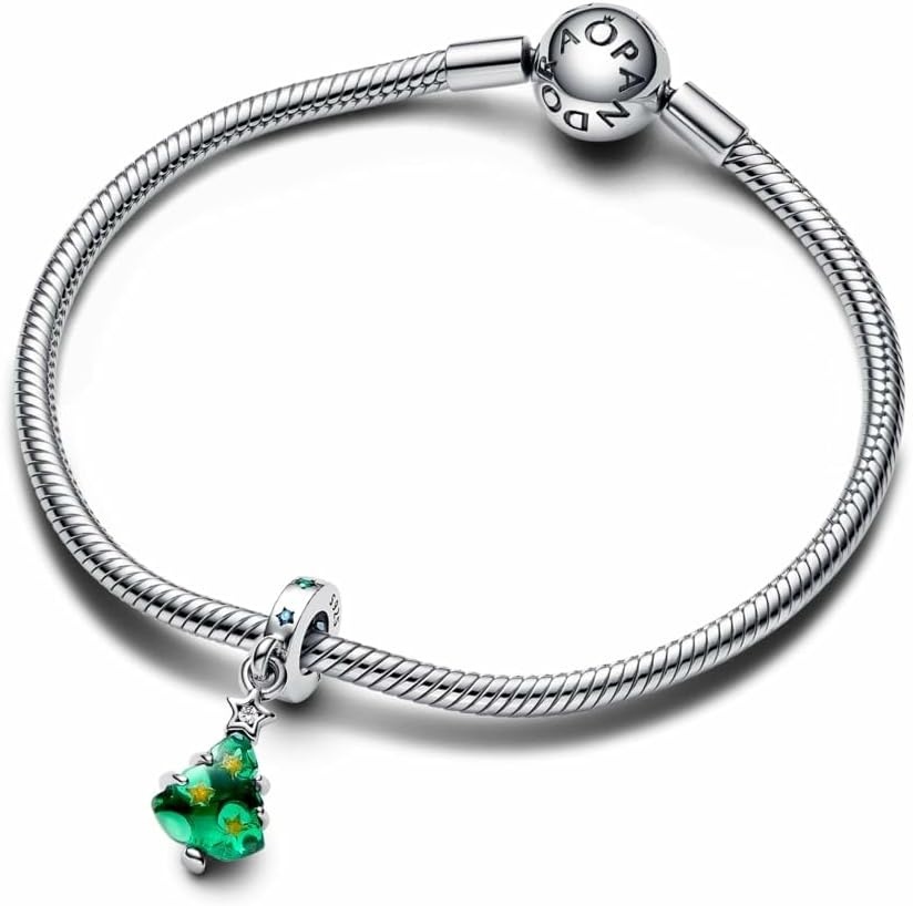 image:imagePANDORA Moments Sparkling Christmas Tree Dangle Charm Sterling Silver Charm with ManMade Crystal amp Enamel Jewelry for Women Includes Gift Box