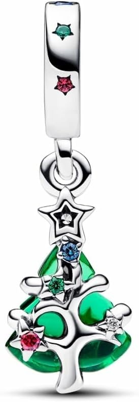 image:imagePANDORA Moments Sparkling Christmas Tree Dangle Charm Sterling Silver Charm with ManMade Crystal amp Enamel Jewelry for Women Includes Gift Box