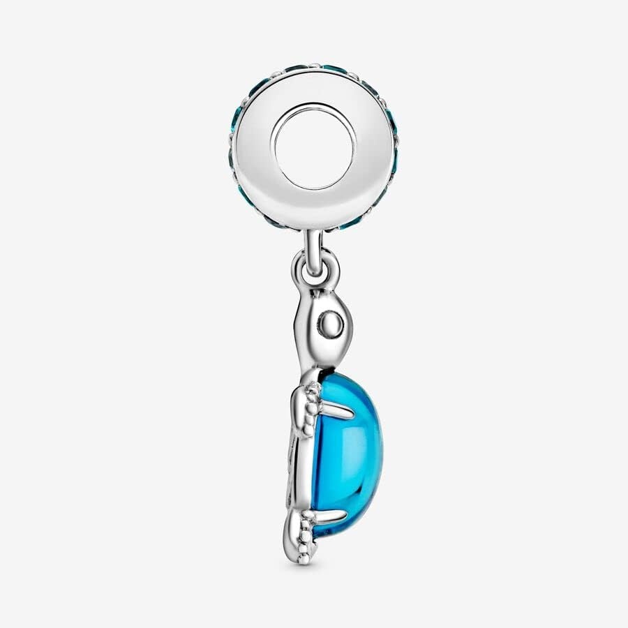 image:imagePANDORA Murano Glass Blue Sea Turtle Dangle Charm Compatible with PANDORA Moments Jewelry for Women Gift for Women Made with Sterling Silver amp ManMade Crystal With Gift Box