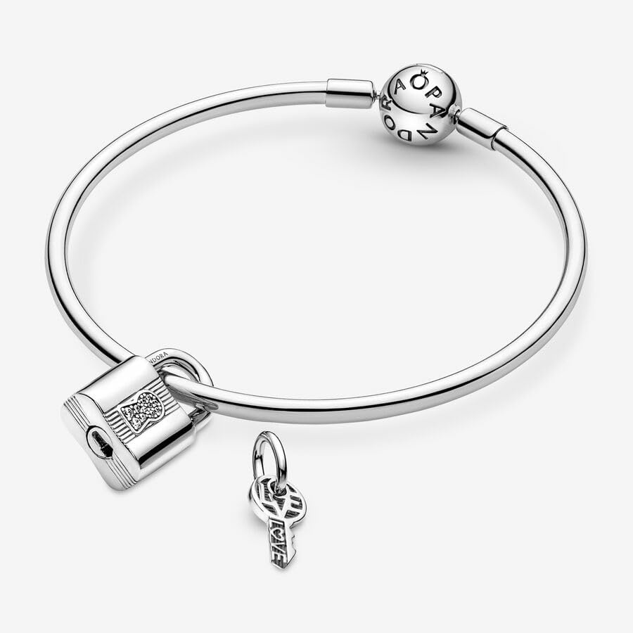 image:imagePANDORA Padlock and Key Dangle Charm Compatible Moments Stunning Womens Jewelry Gift for Her Made with Sterling Silver amp Cubic Zirconia With Gift Box