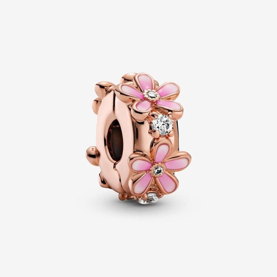 image:imagePANDORA Pink Daisy Spacer Clip Charm Bracelet Charm Moments Bracelets Stunning Womens Jewelry Gift for Women Made Rose Cubic Zirconia amp Enamel With Gift Box