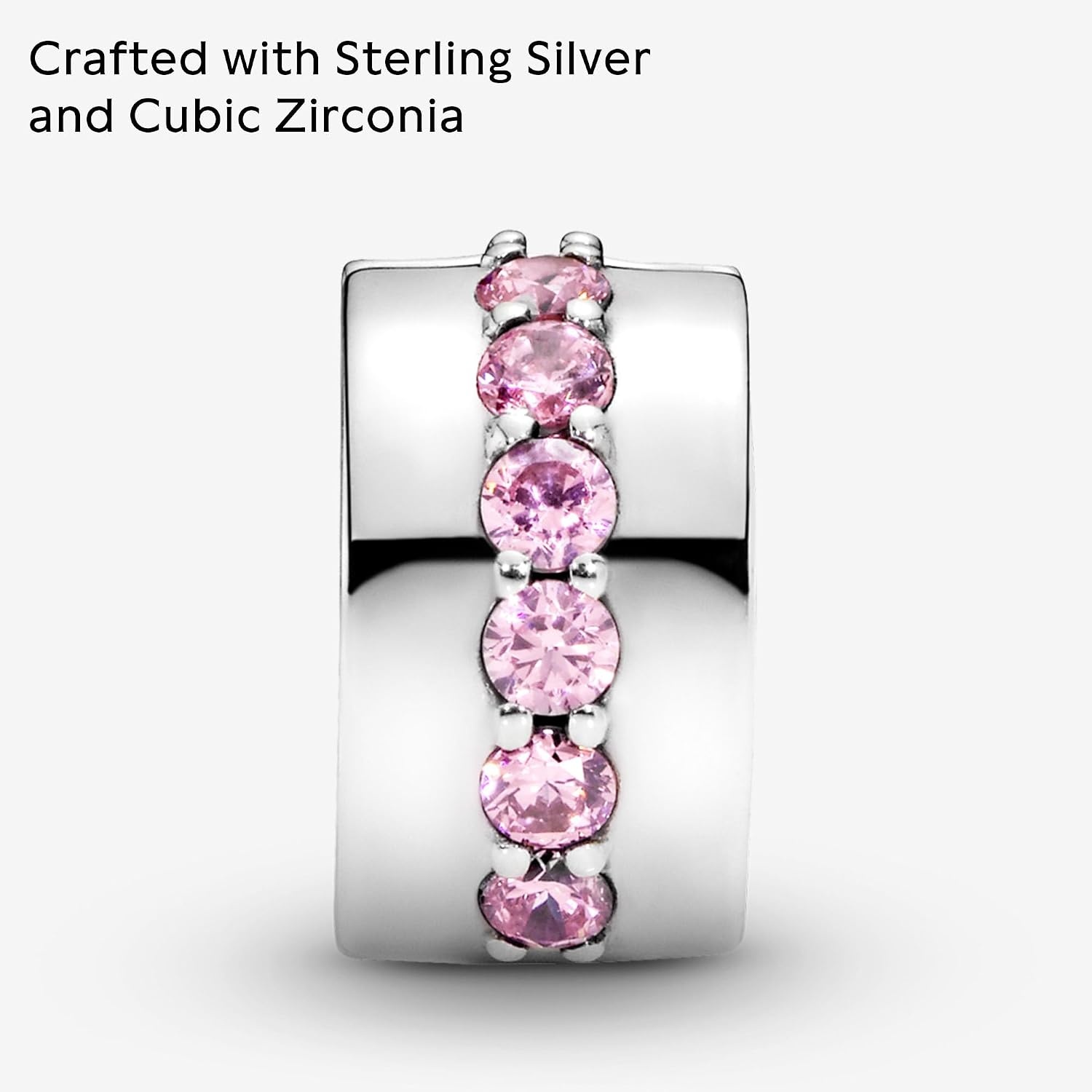 image:imagePANDORA Pink Sparkling Row Clip Charm Gift for Her Compatible Moments With Gift Box Sterling Silver with Cubic Zirconia