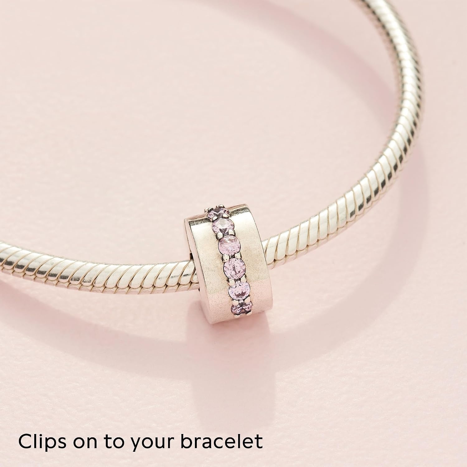 image:imagePANDORA Pink Sparkling Row Clip Charm Gift for Her Compatible Moments With Gift Box Sterling Silver with Cubic Zirconia
