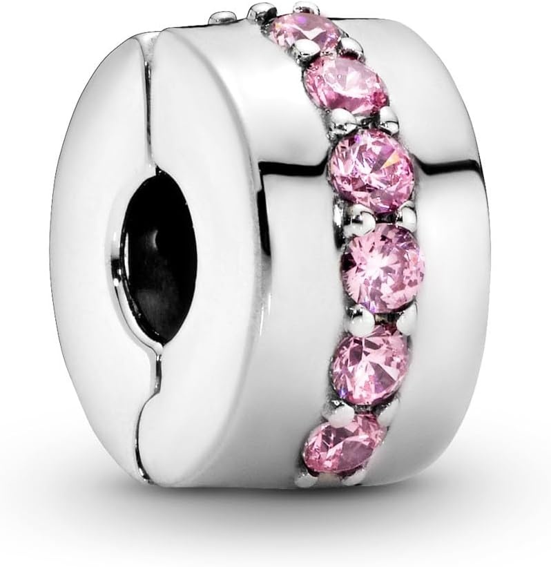 image:imagePANDORA Pink Sparkling Row Clip Charm Gift for Her Compatible Moments With Gift Box Sterling Silver with Cubic Zirconia