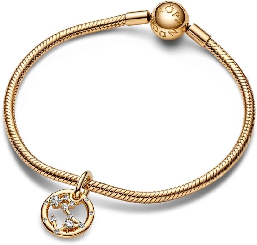 image:imagePANDORA Pisces Zodiac Dangle Charm Compatible with PANDORA ME amp Moments Jewelry Zodiac Sign Jewelry Gift for Her 14k Gold with Clear Cubic Zirconia With Gift Box