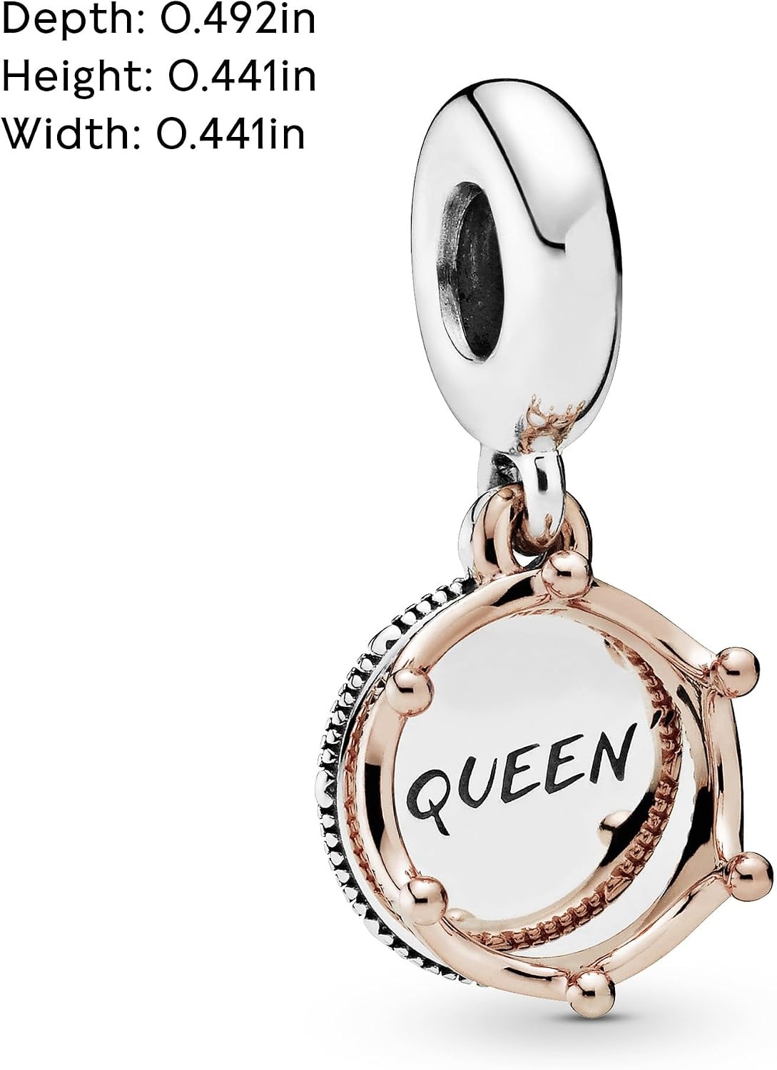 image:imagePANDORA Queen amp Regal Crown Dangle Charm Engraved Plaque Detail Jewelry for Her with Gift Box Compatible Moments Charm Bracelets Sterling Silver amp 14k Rose Gold