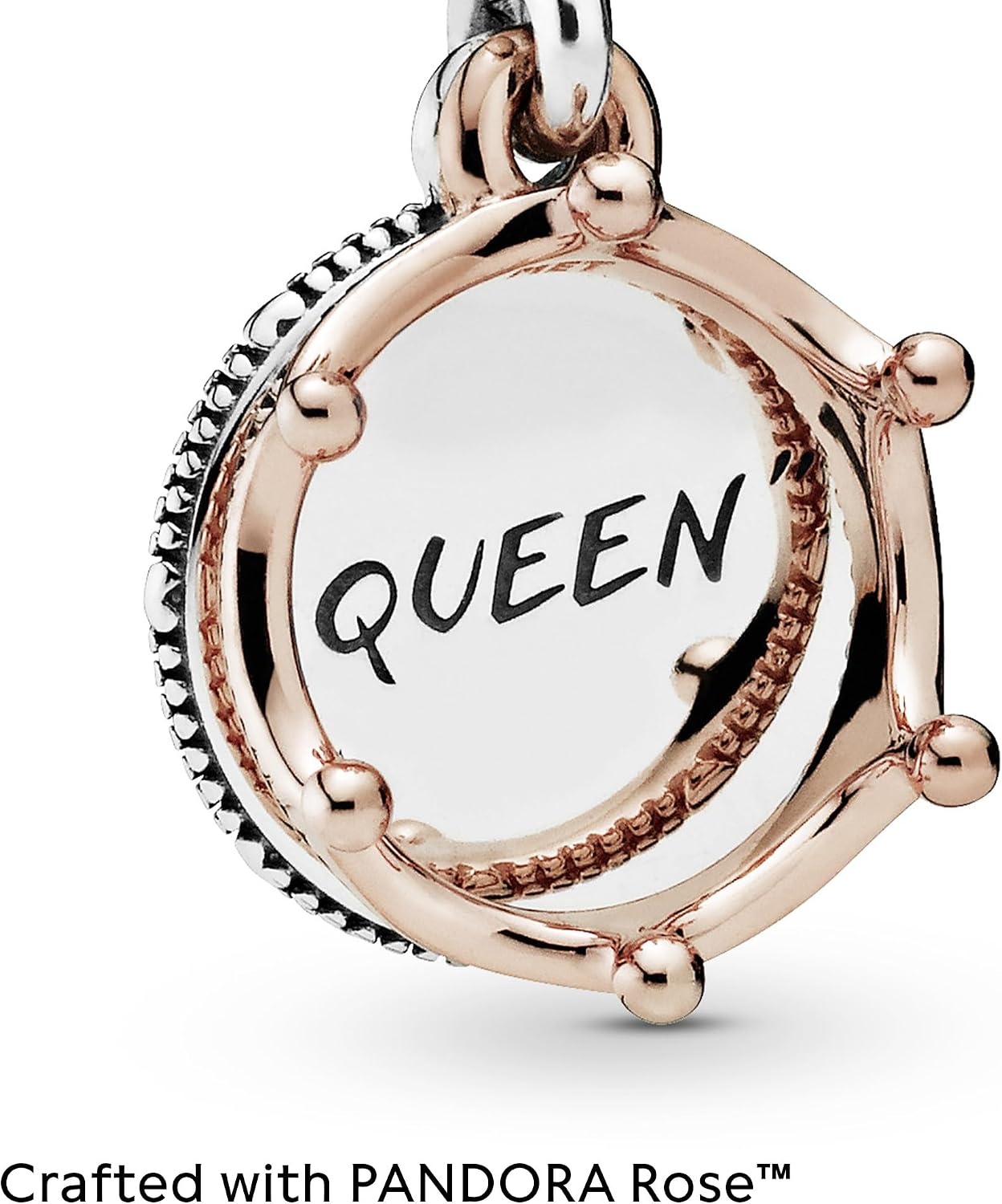 image:imagePANDORA Queen amp Regal Crown Dangle Charm Engraved Plaque Detail Jewelry for Her with Gift Box Compatible Moments Charm Bracelets Sterling Silver amp 14k Rose Gold