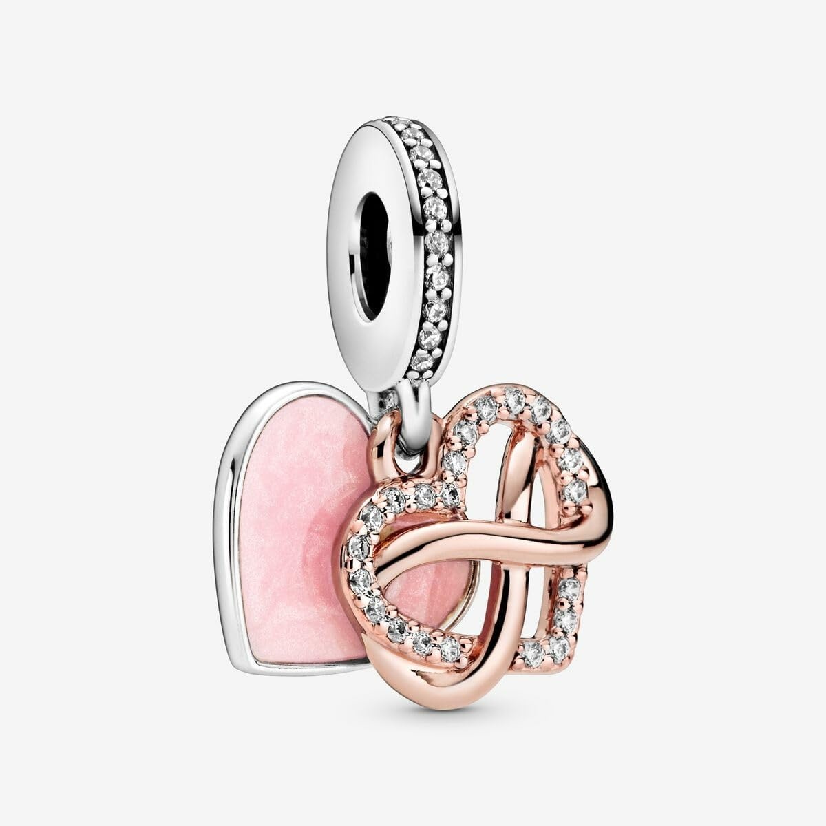 image:imagePANDORA Sparkling Infinity Heart Dangle Charm Compatible Moments Gift for Her Made Rose Sterling Silver Cubic Zirconia amp Enamel With Gift Box