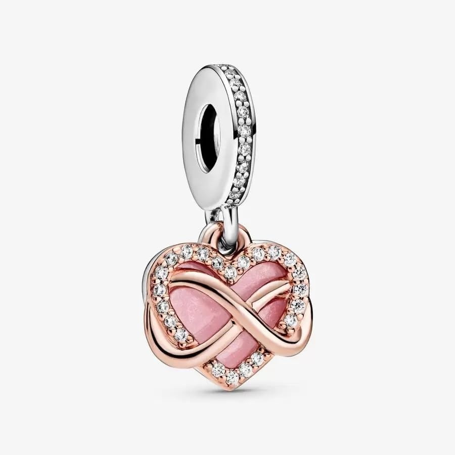 image:imagePANDORA Sparkling Infinity Heart Dangle Charm Compatible Moments Gift for Her Made Rose Sterling Silver Cubic Zirconia amp Enamel With Gift Box