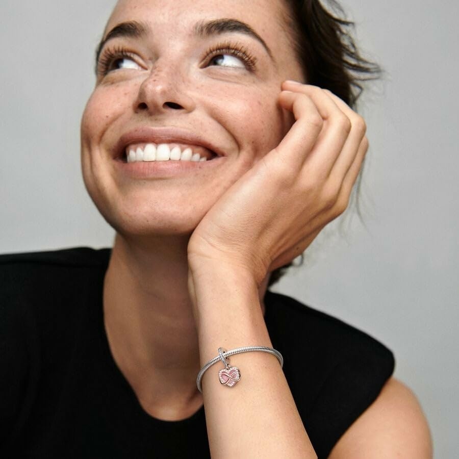 image:imagePANDORA Sparkling Infinity Heart Dangle Charm Compatible Moments Gift for Her Made Rose Sterling Silver Cubic Zirconia amp Enamel With Gift Box