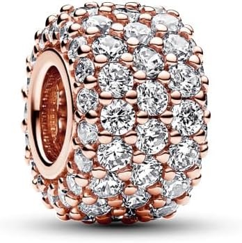 image:imagePANDORA Sparkling Pav Triplerow Charm Gift for Her Compatible Moments Rose with Cubic Zirconia With Gift Box