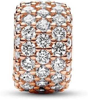 image:imagePANDORA Sparkling Pav Triplerow Charm Gift for Her Compatible Moments Rose with Cubic Zirconia With Gift Box