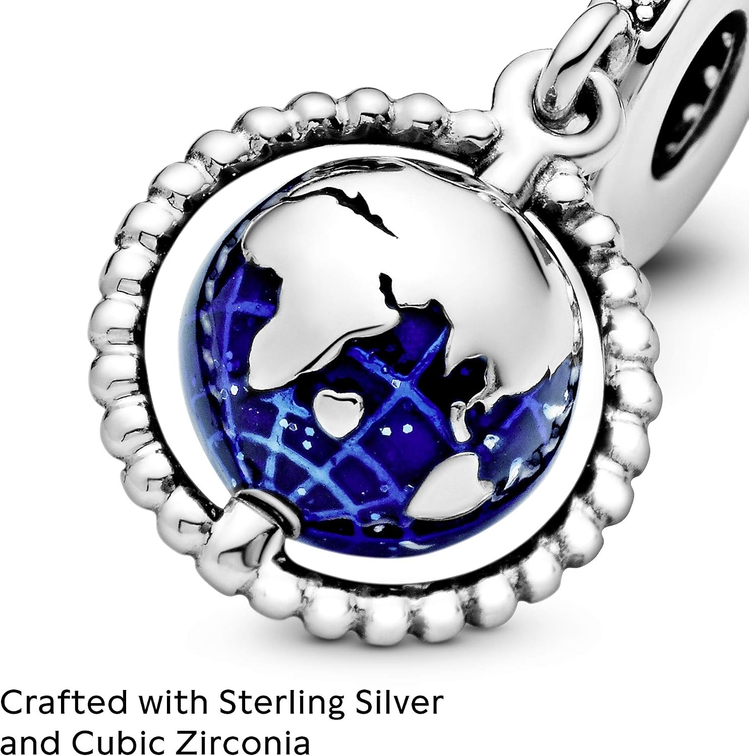 image:imagePANDORA Spinning Globe Dangle Charm Compatible Moments Sterling Silver Enamel amp Cubic Zirconia Gift for Her Jewelry for Women with Gift Box