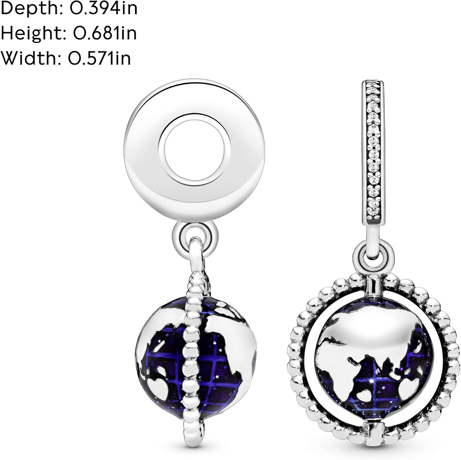 image:imagePANDORA Spinning Globe Dangle Charm Compatible Moments Sterling Silver Enamel amp Cubic Zirconia Gift for Her Jewelry for Women with Gift Box