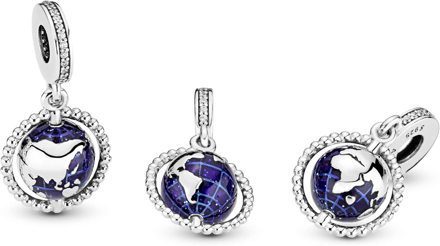 image:imagePANDORA Spinning Globe Dangle Charm Compatible Moments Sterling Silver Enamel amp Cubic Zirconia Gift for Her Jewelry for Women with Gift Box