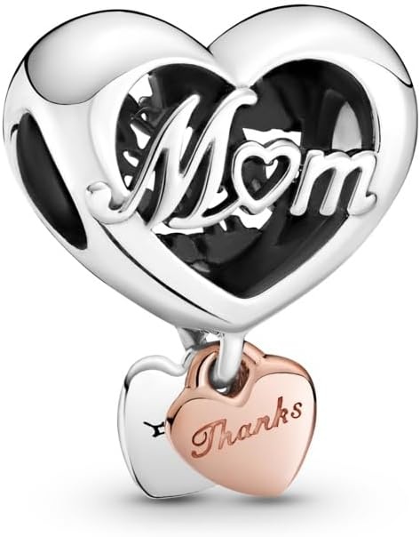 image:imagePANDORA Thank You Mum Heart Charm Gift for Her Compatible Moments Rose amp Sterling Silver with Gift Box
