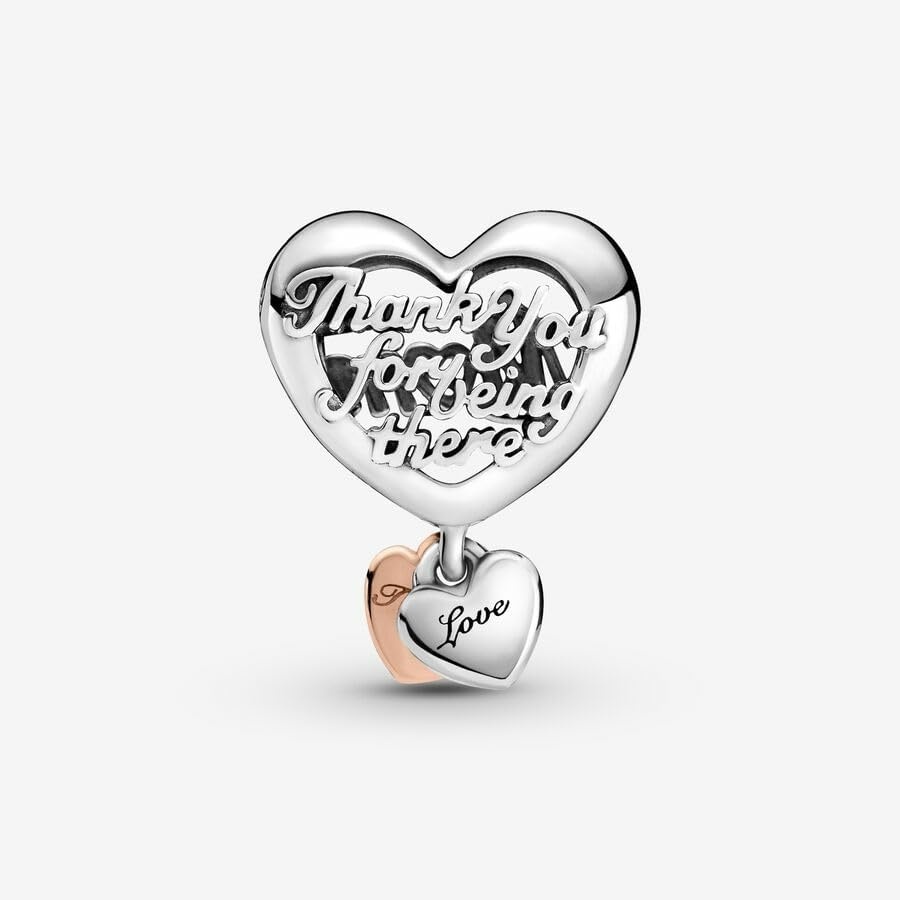 image:imagePANDORA Thank You Mum Heart Charm Gift for Her Compatible Moments Rose amp Sterling Silver with Gift Box