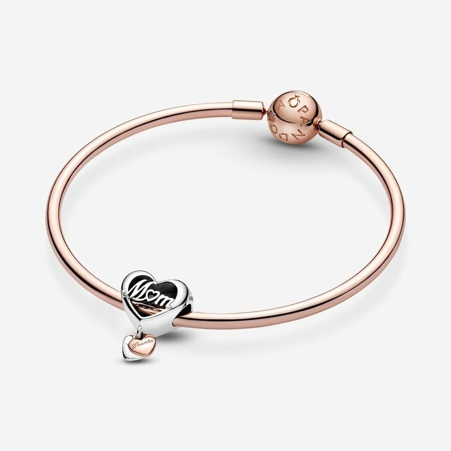 image:imagePANDORA Thank You Mum Heart Charm Gift for Her Compatible Moments Rose amp Sterling Silver with Gift Box