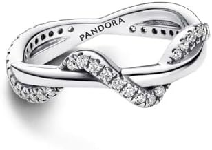 image:imagePANDORA Timeless Sparkling Intertwined Wave Ring Sterling Silver Ring with Cubic Zirconia Jewelry for Women Includes Gift Box