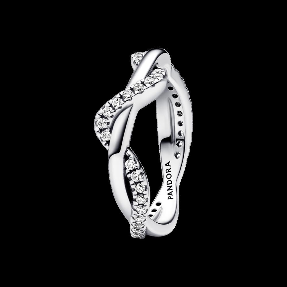 image:imagePANDORA Timeless Sparkling Intertwined Wave Ring Sterling Silver Ring with Cubic Zirconia Jewelry for Women Includes Gift Box