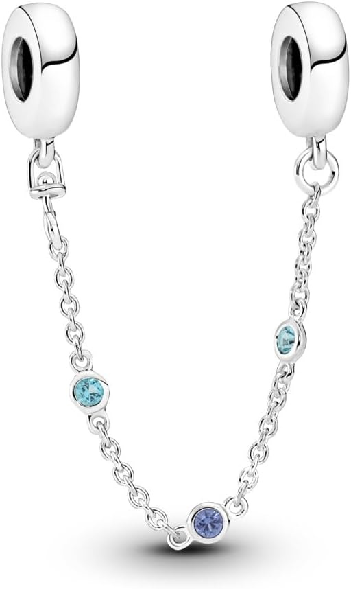 image:imagePANDORA Triple Blue Stone Safety Chain Gift for Her Compatible with PANDORA Moments Sterling Silver amp Crystals With Gift Box