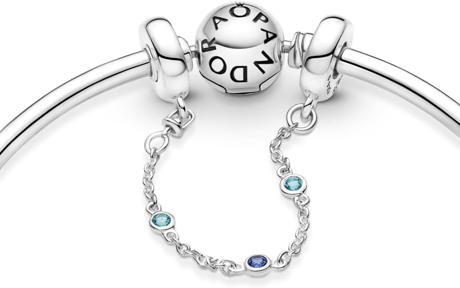 image:imagePANDORA Triple Blue Stone Safety Chain Gift for Her Compatible with PANDORA Moments Sterling Silver amp Crystals With Gift Box