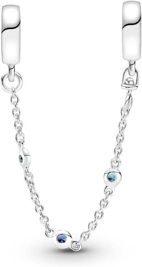 image:imagePANDORA Triple Blue Stone Safety Chain Gift for Her Compatible with PANDORA Moments Sterling Silver amp Crystals With Gift Box