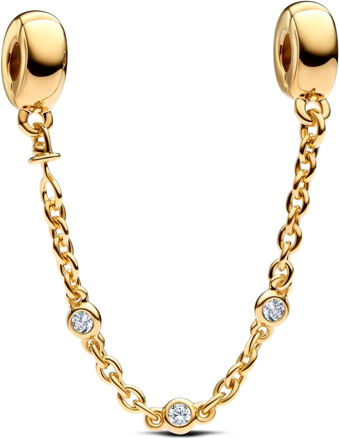 image:imagePANDORA Triple Clear Stone Safety Chain 14k Gold Plating amp Cubic Zirconia Compatible with PANDORA Moments Jewelry for Women with Gift Box