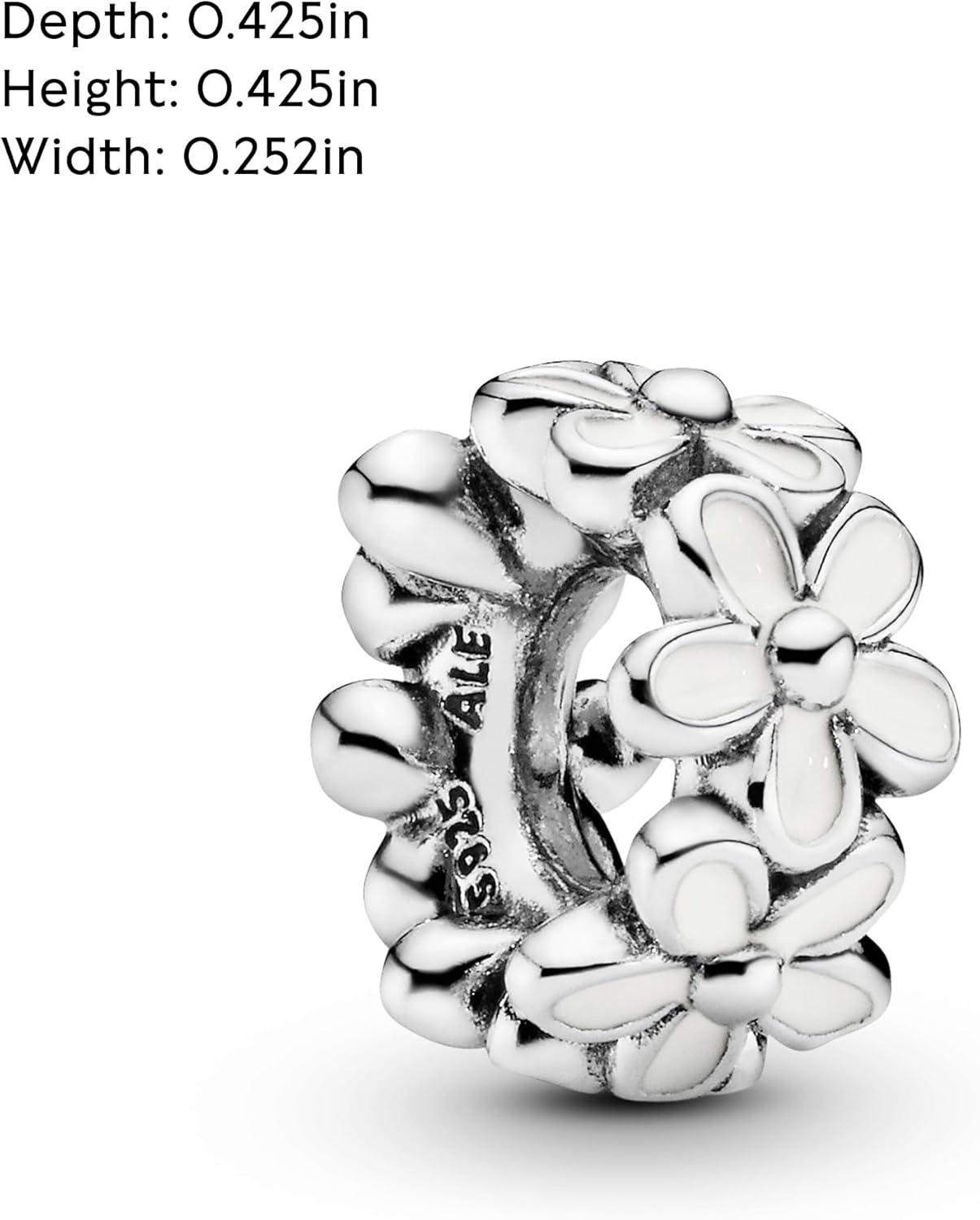 image:imagePANDORA White Daisy Flower Spacer Charm Jewelry for Women with Gift Box Compatible Moments Charm Bracelets Sterling Silver