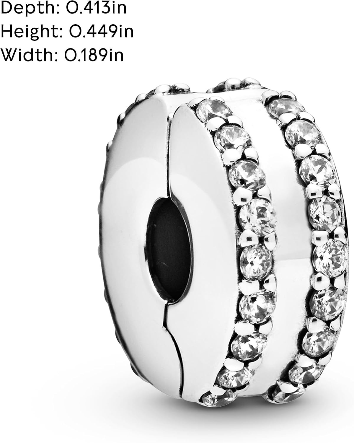 image:imagePandora Double Lined Pav Clip Charm Compatible with PANDORA Moments Jewelry for Women Gift for Her Sterling Silver amp Cubic Zirconia with Gift Box