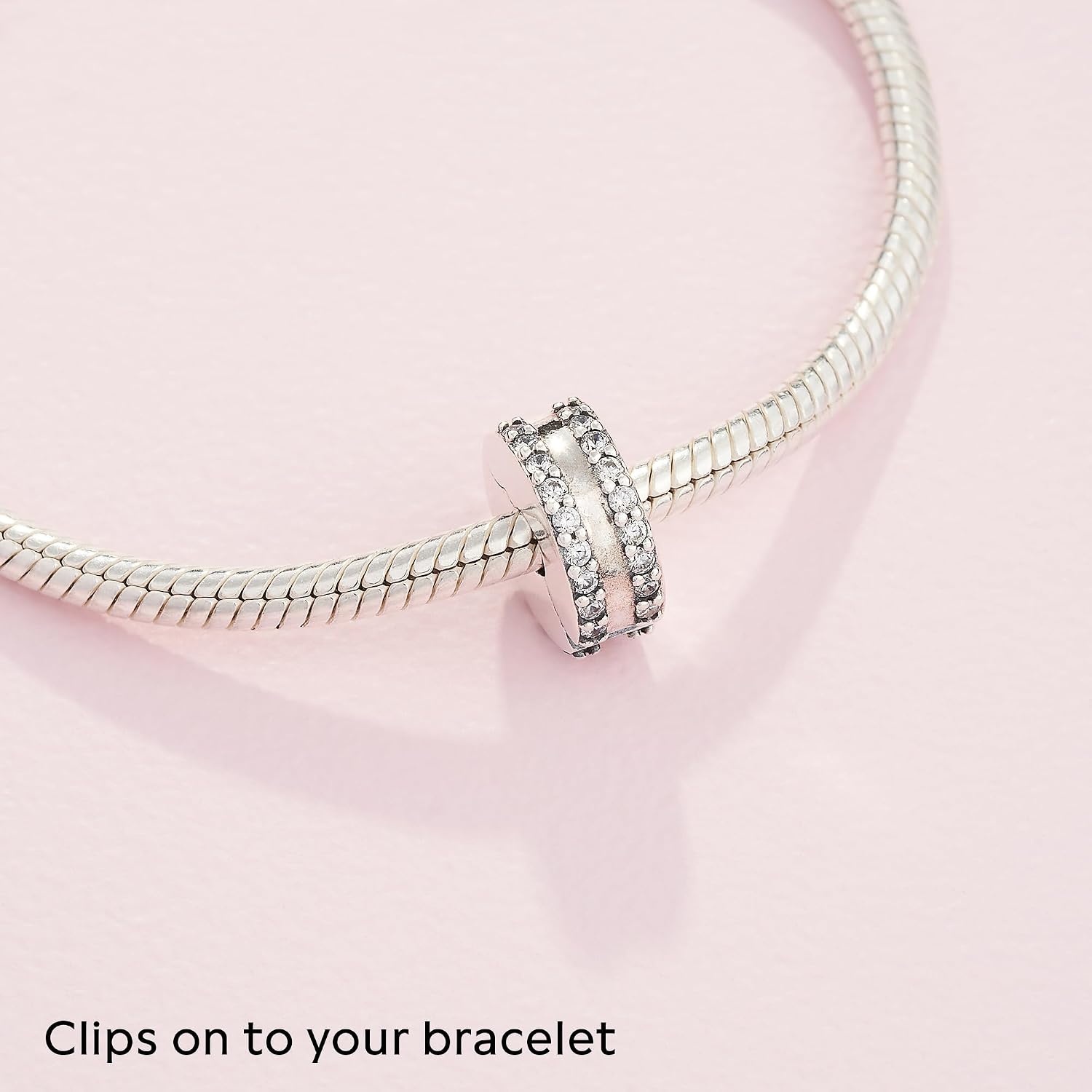 image:imagePandora Double Lined Pav Clip Charm Compatible with PANDORA Moments Jewelry for Women Gift for Her Sterling Silver amp Cubic Zirconia with Gift Box