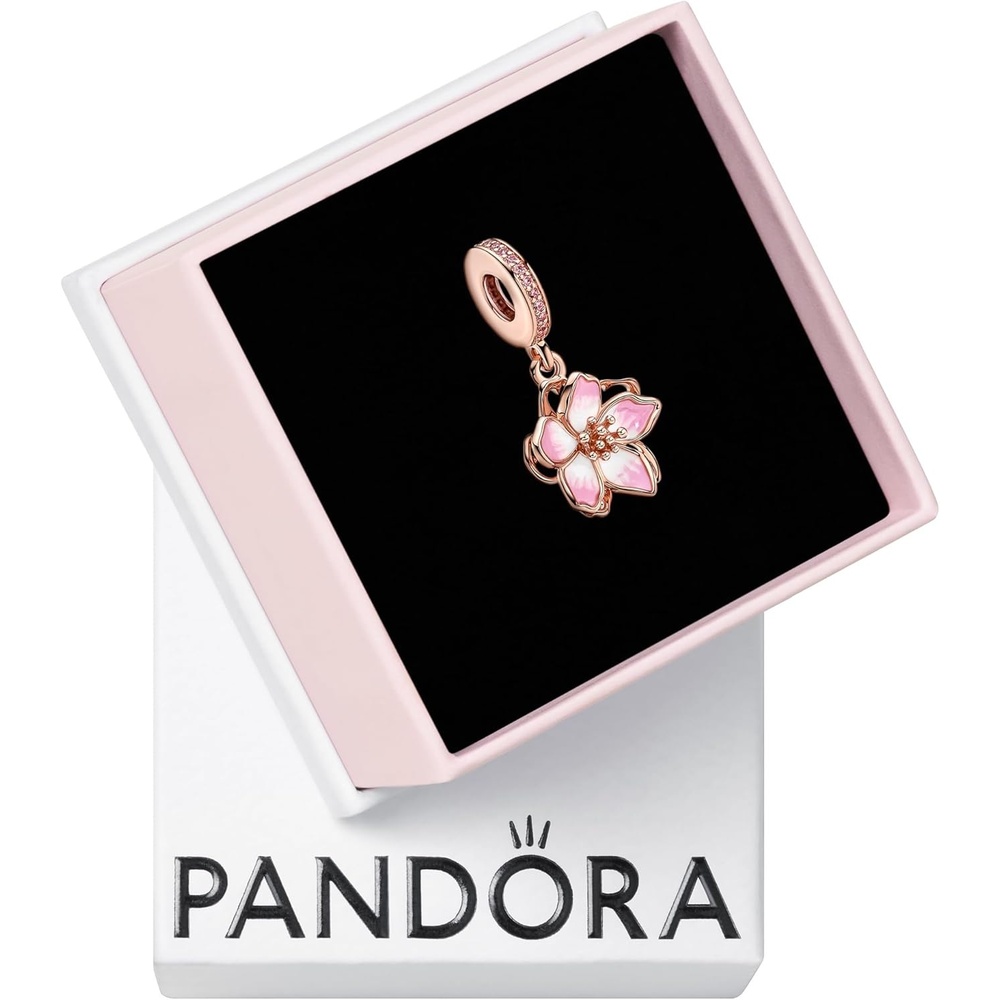image:imagePANDORA Cherry Blossom Dangle Charm Gift for Her Compatible Moments Rose with Cubic Zirconia amp Enamel With Gift Box