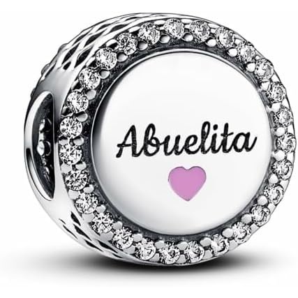 image:imagePANDORA Moments Love Abuelita Engravable Charm Sterling Silver Charm with Cubic Zirconia amp Enamel Jewelry for Women Includes Gift Box