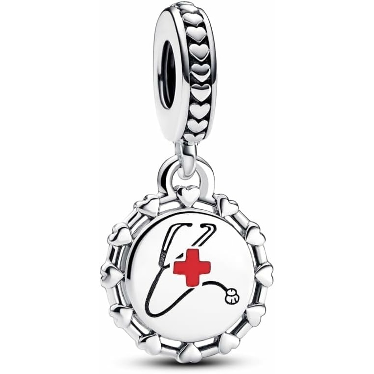 image:imagePANDORA Moments Stethoscope Engravable Dangle Charm Sterling Silver Charm with Enamel Jewelry for Women Includes Gift Box