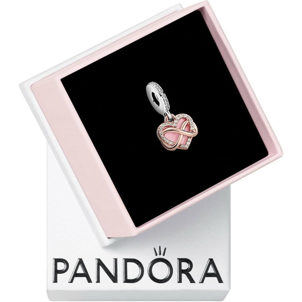 image:imagePANDORA Sparkling Infinity Heart Dangle Charm Compatible Moments Gift for Her Made Rose Sterling Silver Cubic Zirconia amp Enamel With Gift Box