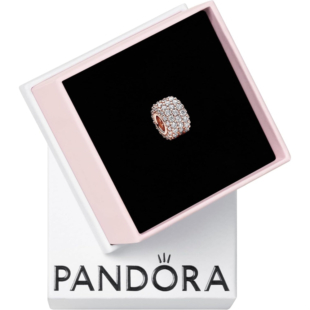 image:imagePANDORA Sparkling Pav Triplerow Charm Gift for Her Compatible Moments Rose with Cubic Zirconia With Gift Box