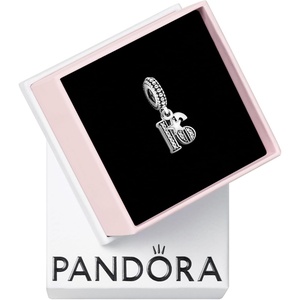 PANDORA 16th Celebration Dangle Charm – Bracelet Charm for PANDORA Moments Bracelets – Sterling Silver with Clear Cubic Zirconia – Gift for Her – Jewelry for Women with Gift Box