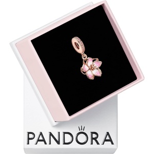PANDORA Cherry Blossom Dangle Charm – Gift for Her – Compatible Moments Rose with Cubic Zirconia & Enamel – With Gift Box